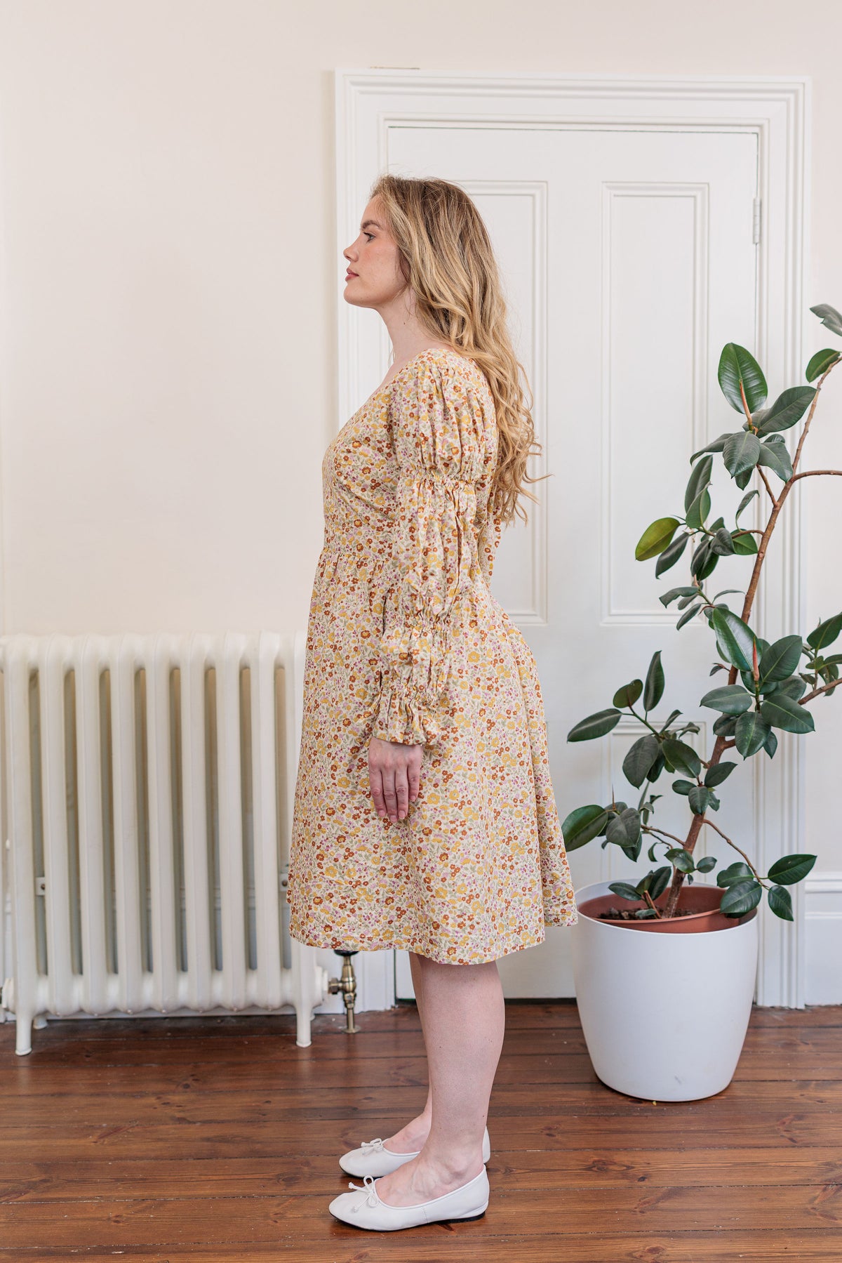 The Garden Society Dress in cotton poplin floral print, styled shot
