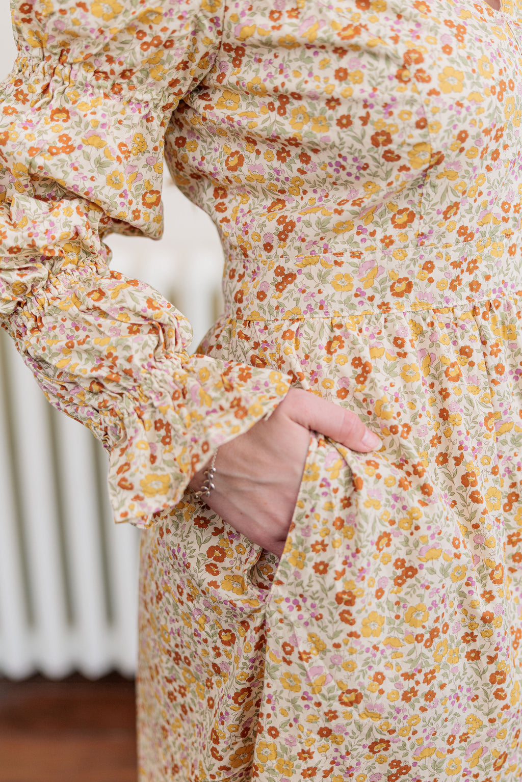 The Garden Society Dress in cotton poplin floral print, additional angle