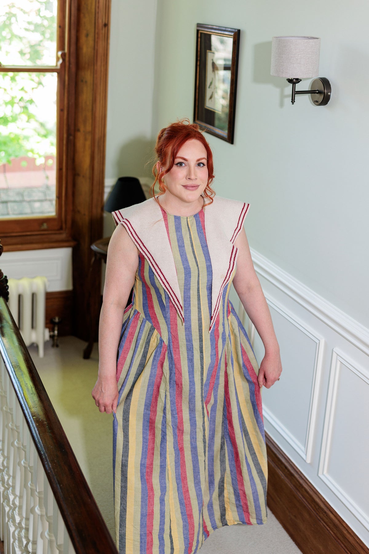 The Sailor Scarf in organic British alpaca wool with a vintage clip, full length