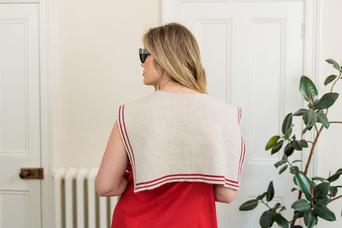 The Sailor Scarf in organic British alpaca wool with a vintage clip, detail view