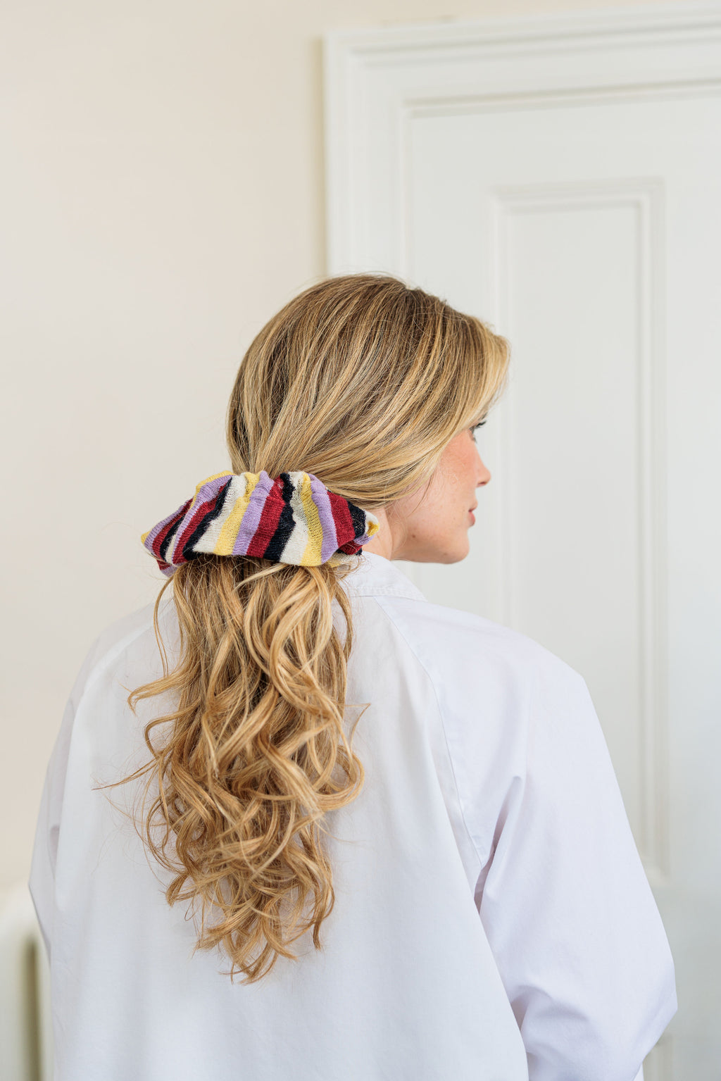 Lavender Lobster Stripe Knit Scrunchie