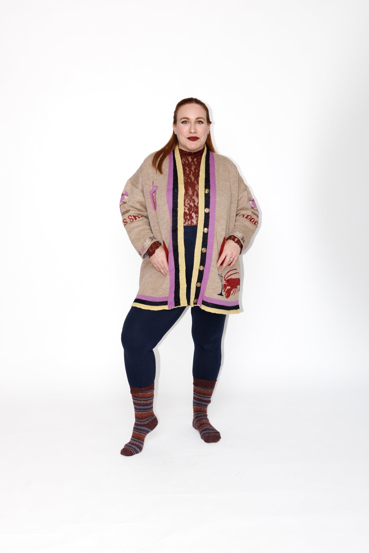 The Apres Ski Cardigan in British alpaca, back view