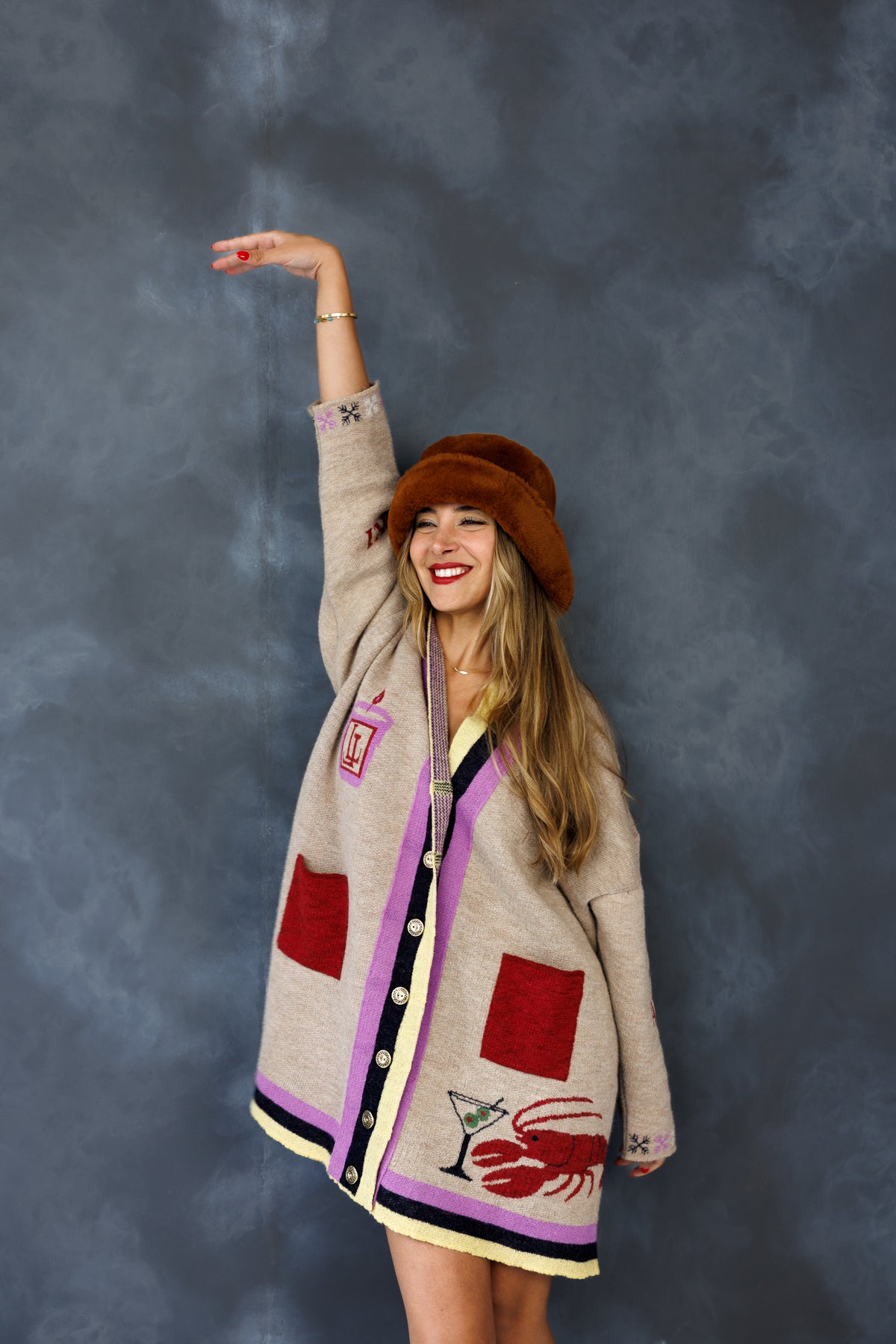 The Apres Ski Cardigan in British alpaca, additional angle